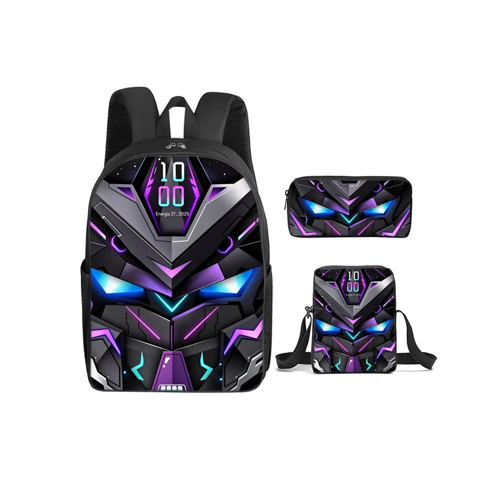Robot Print School Bag Set – 3 Pieces