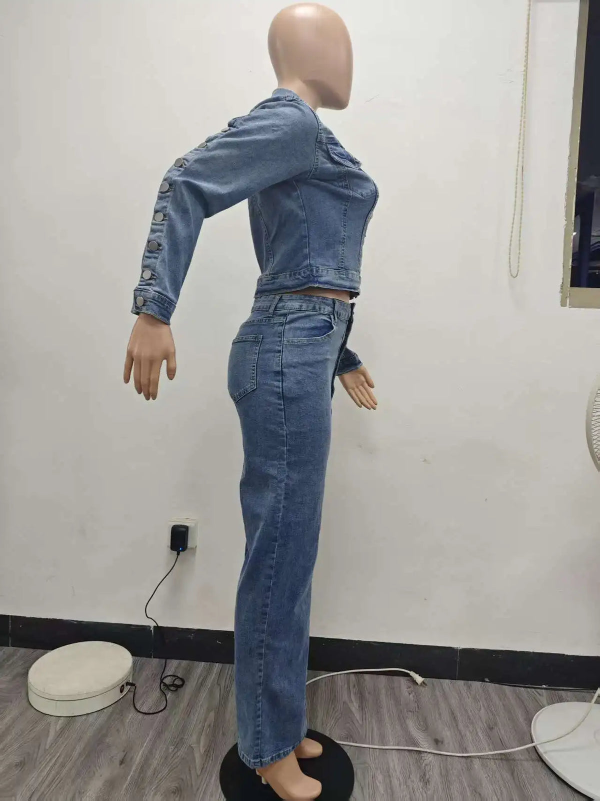 Denim Jacket & Straight Pants Set