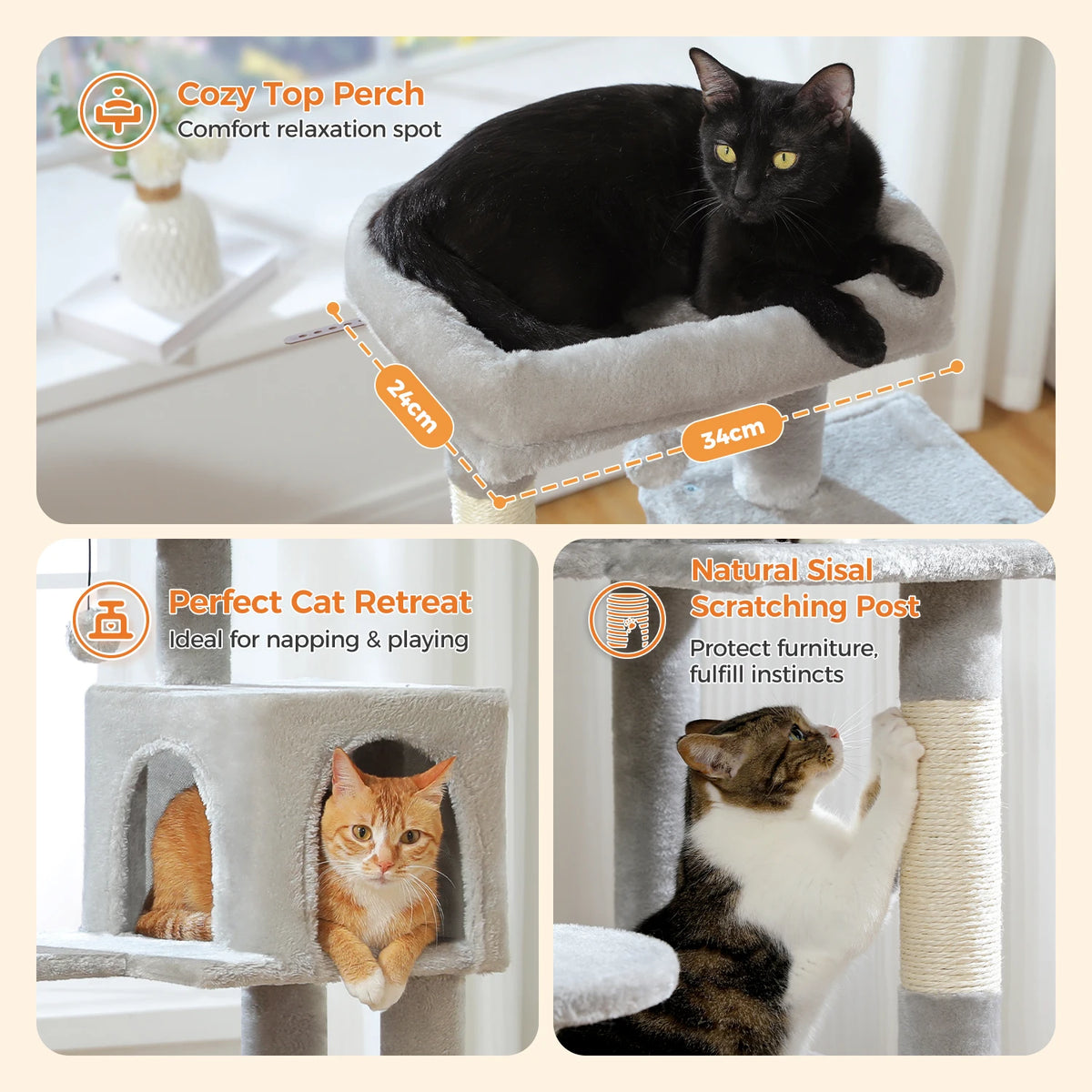 113cm Five-Level Cat Tree with Hammock & Condo