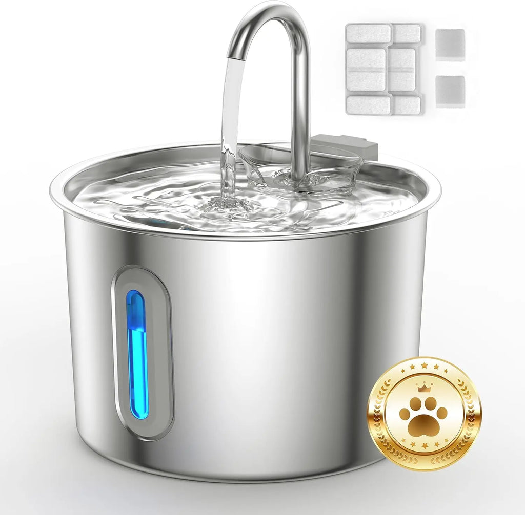 Cat Water Fountain Stainless Steel: 74oz/2.2L Cat Fountain for Drinking Pet Water Fountain for Cats Inside - Quiet Cats Water Bowl Dispenser - Kitty Drinking Fountains - for Pets& Small Animals Whispering Desires Shoppe