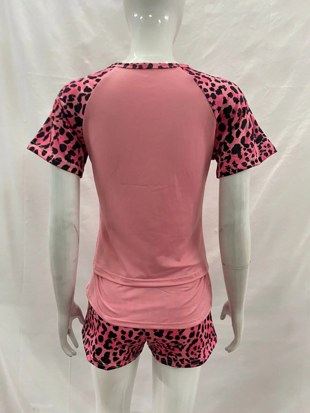 Women's Leopard-Patchwork Tee and Shorts Set