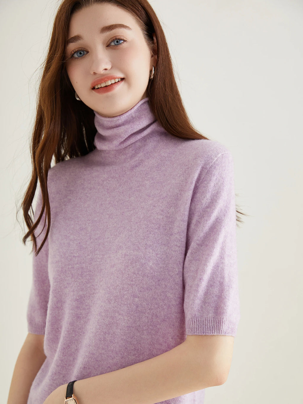 Women's Knit Tops Short Sleeve Fashion Women Sweaters New 100% Merino Wool Knitwears Vintage Sweater Turtleneck Pullover Clothes Dsers