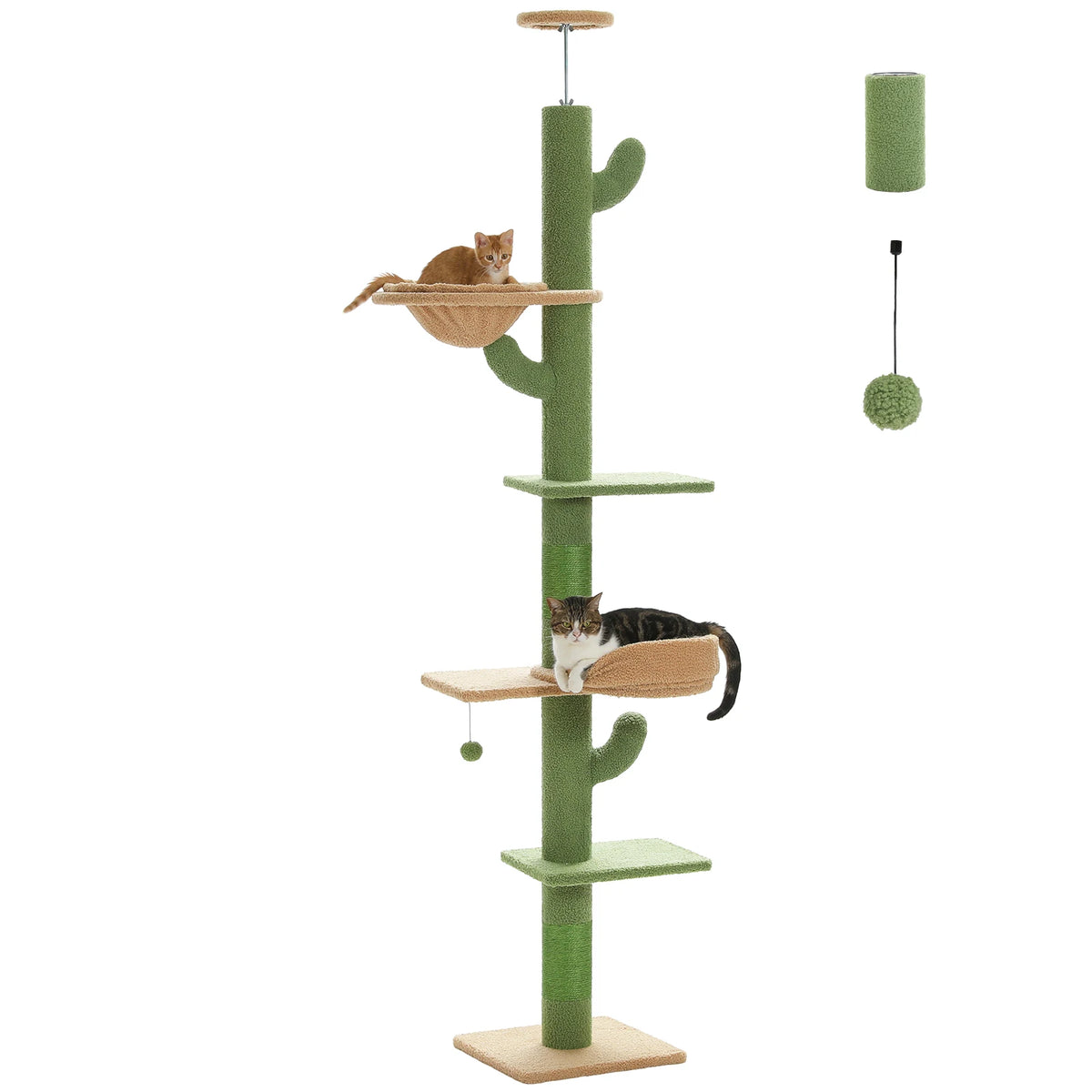 Cactus Cat Tree Floor to Ceiling Cat Tower with Sisal Scratching Post,Comfortable Hammock for Multi-Cat Homes,Cat Accessories Whispering Desires Shoppe