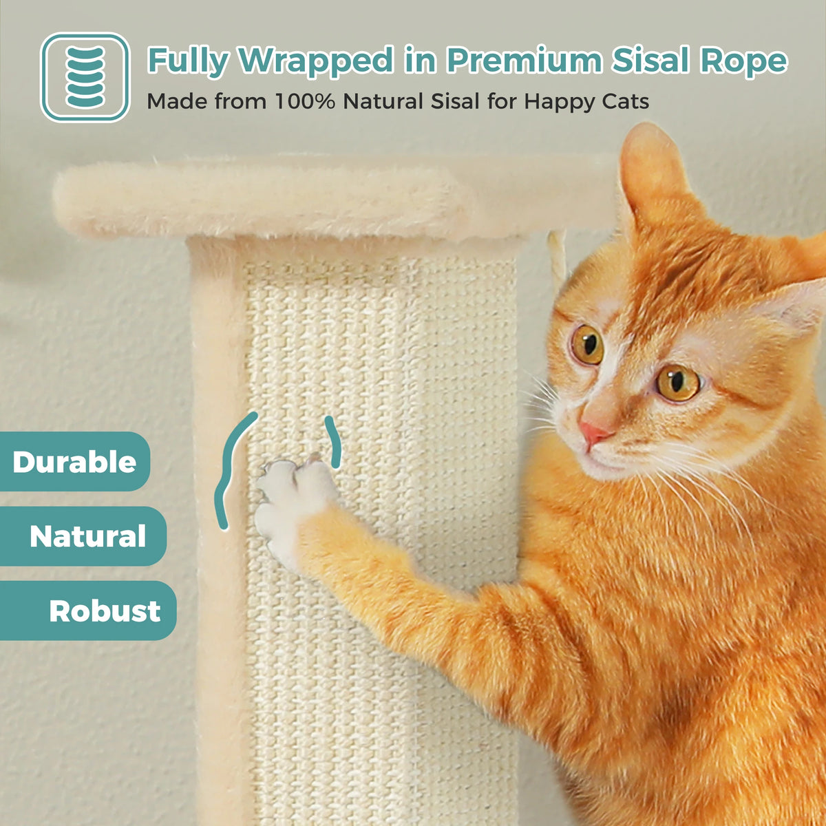 Tall Sisal Cat Scratching Post with Dangling Ball