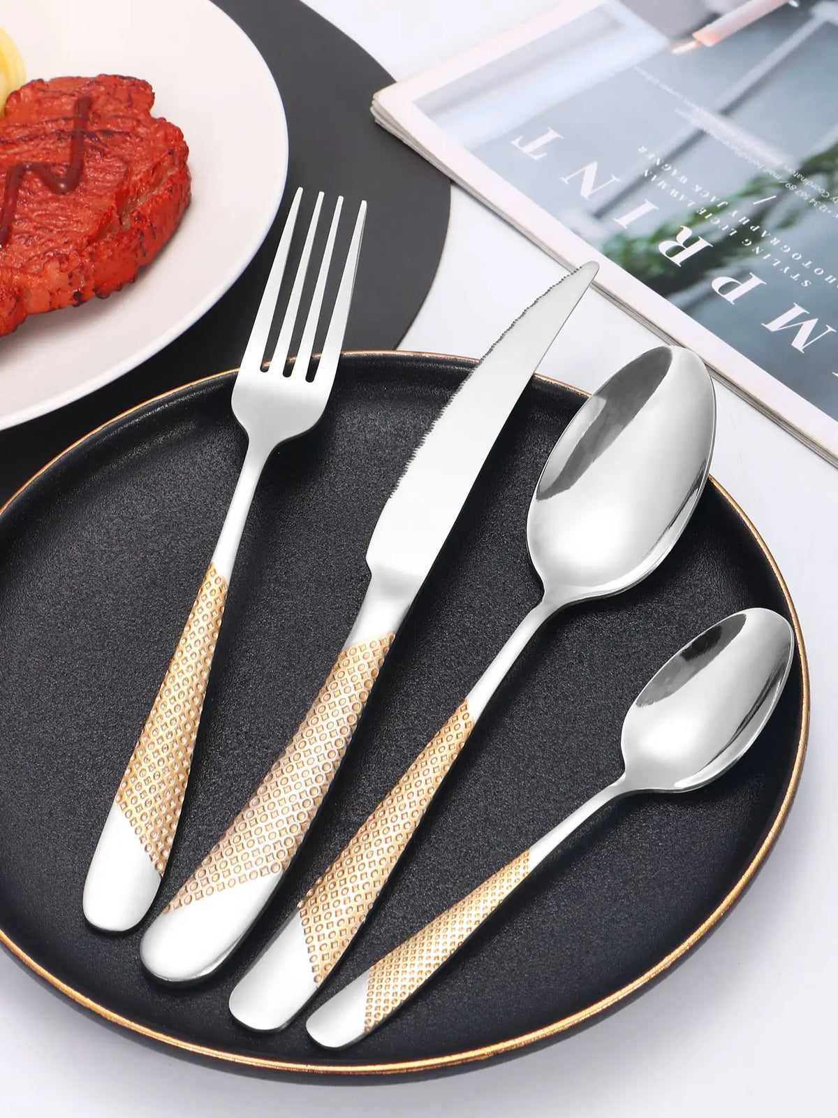 Star Diamond Stainless Steel Flatware — 24 Pieces