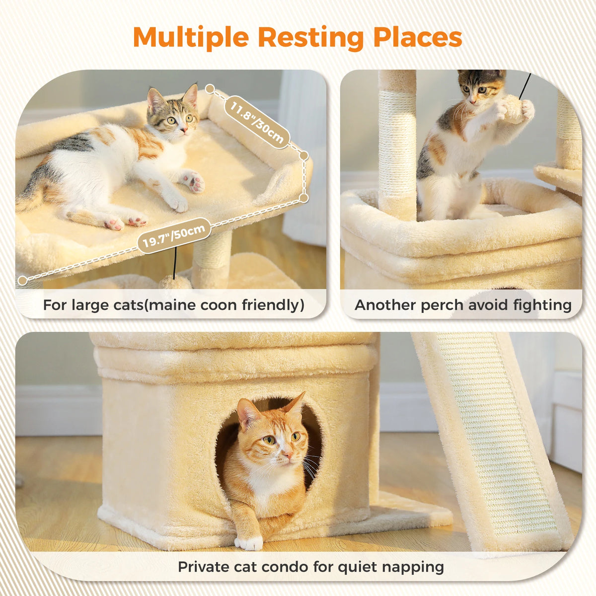 27" Cat Tree with Condo, Perch & Scratching Post
