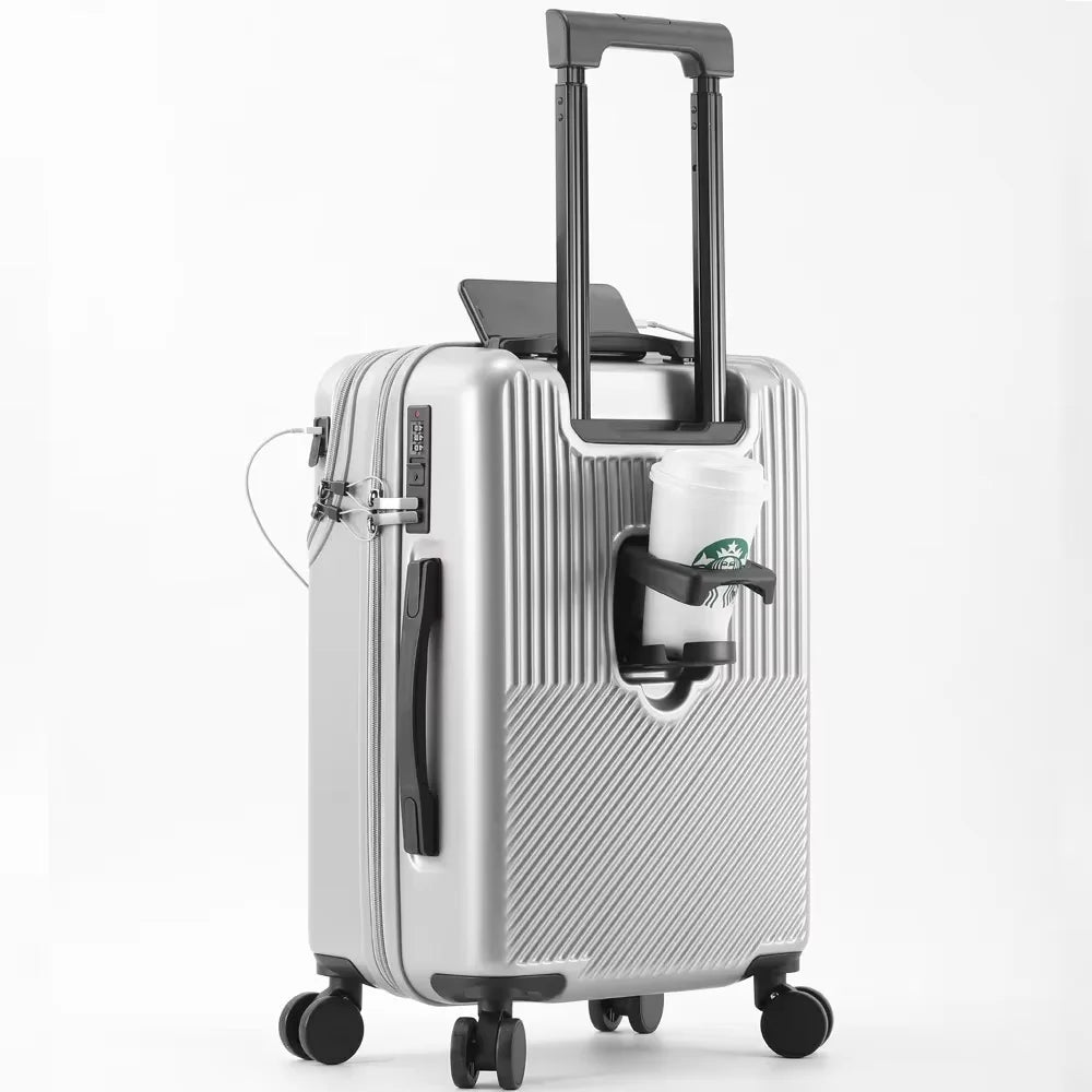 BunnyFly 20-inch Lightweight Carry-on Business Suitcase with Cup Holder Stylish Compact Luggage for Travel Whispering Desires Shoppe