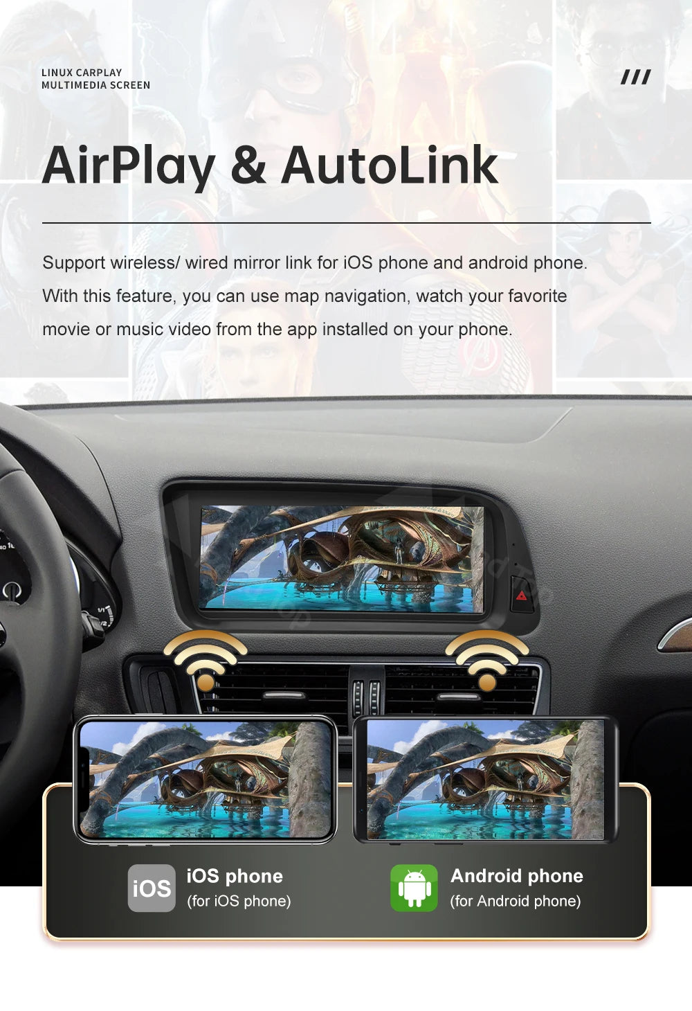Road Top CarPlay Display for Audi Q5 2009–2017