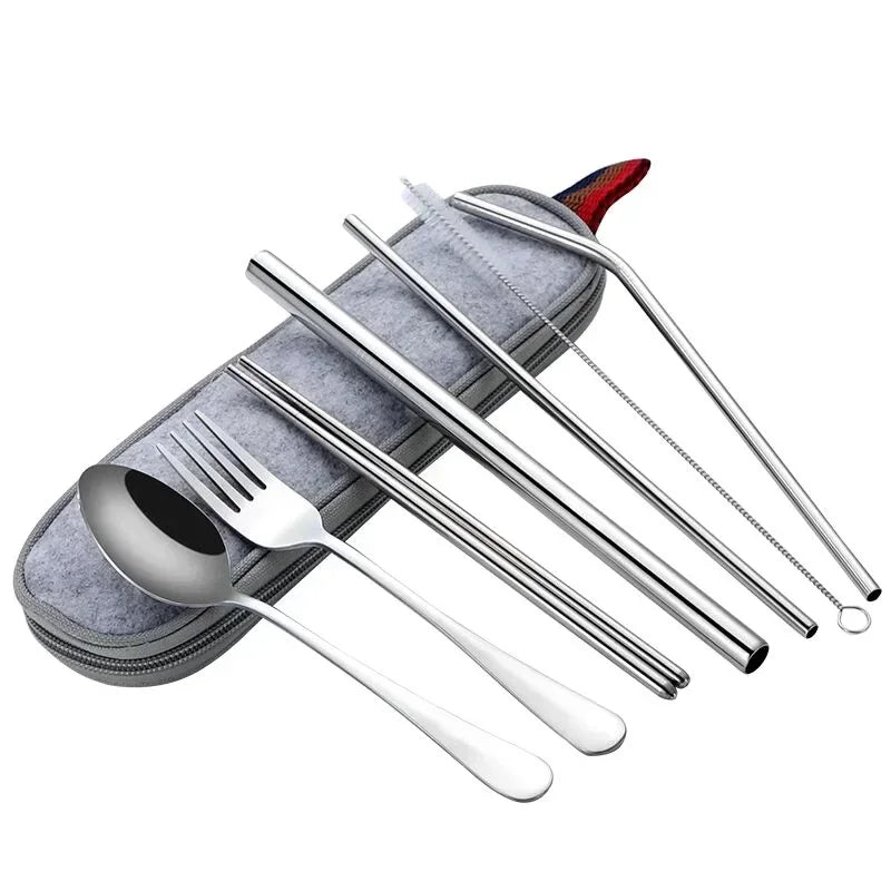 Portable Stainless Steel Travel Cutlery — 8-Piece Set