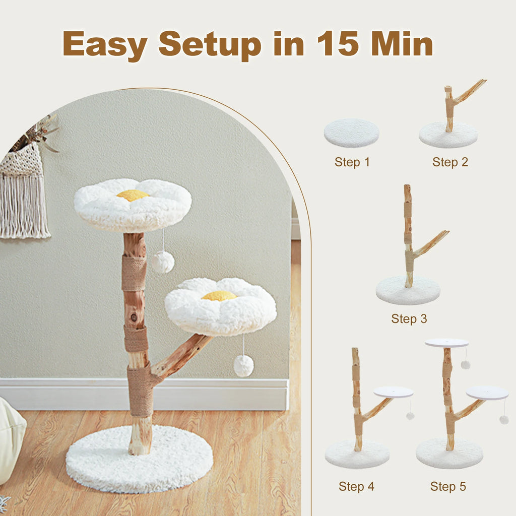 92cm Flower Cat Tree with Two Perches