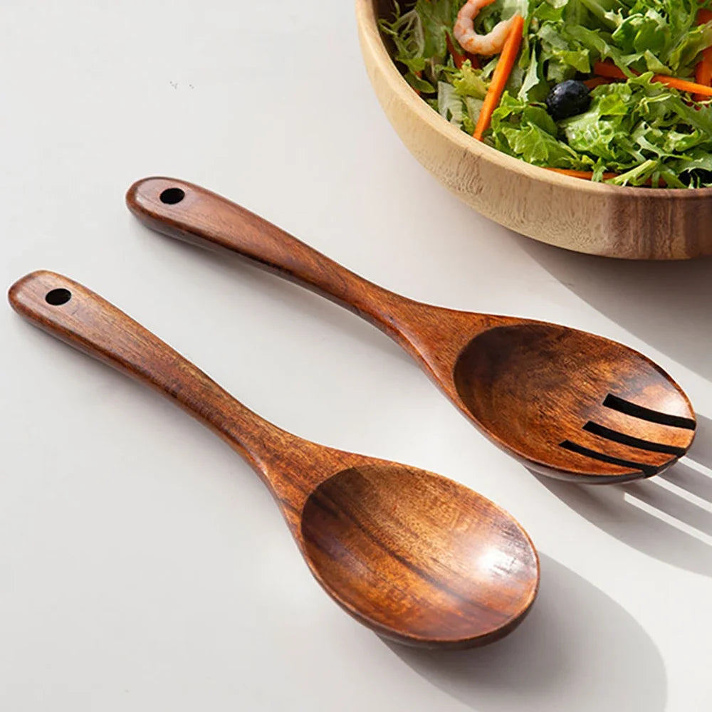 AJOYOUS Wooden Salad Servers — 2 Pieces
