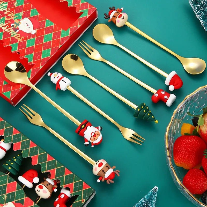 Christmas Dessert Spoon & Fork Gift Sets