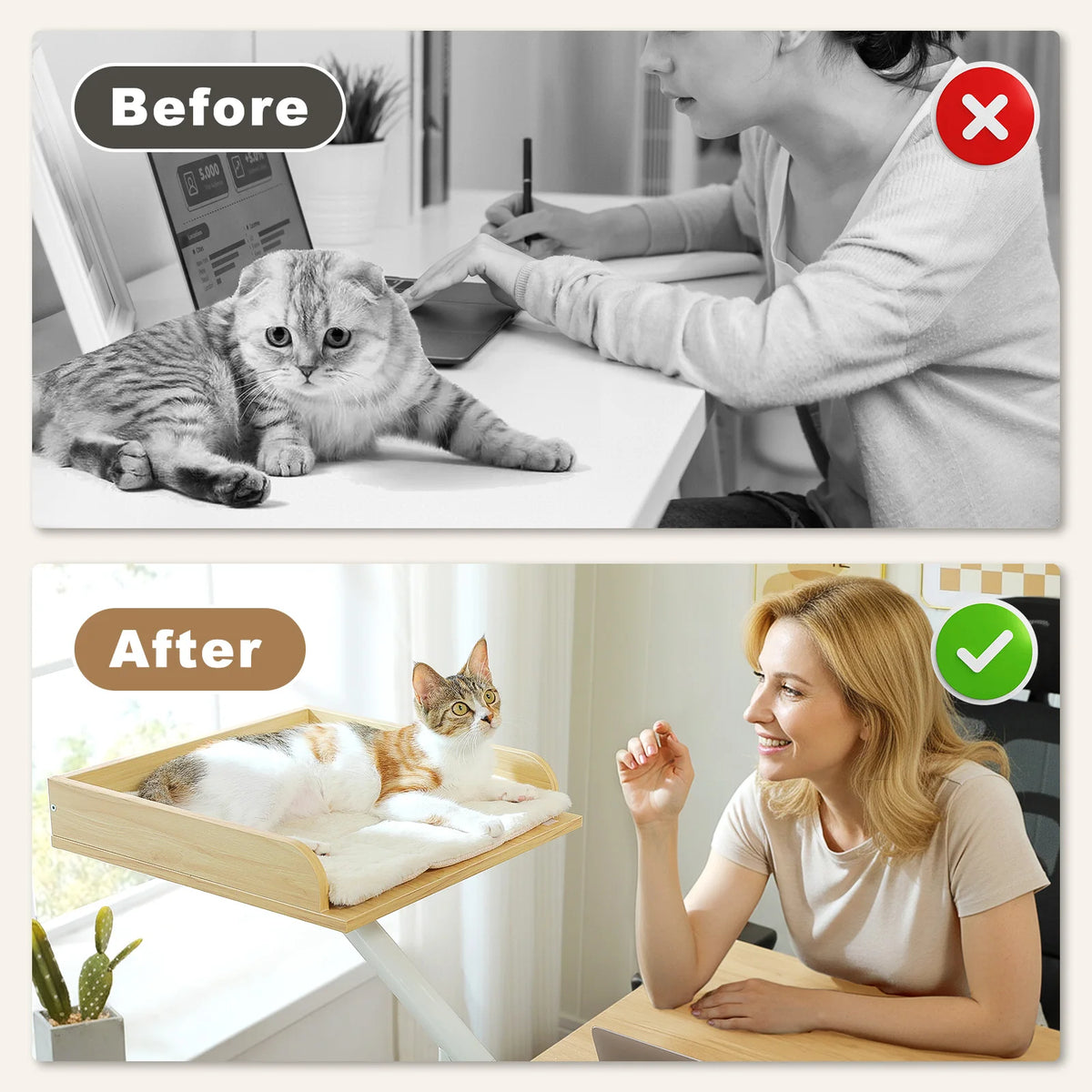 360° Rotating Desk-Mounted Cat Bed