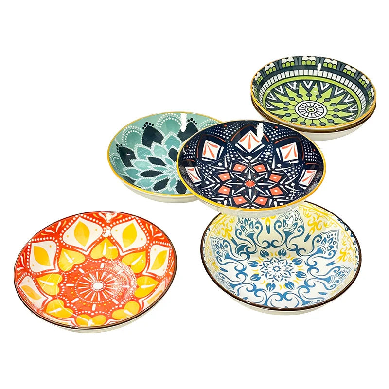 Bohemian Ceramic Plates, 6-Piece Set
