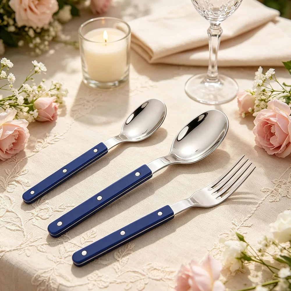 Uniturcky Stainless Steel Flatware with ABS Handles, 18 Pieces