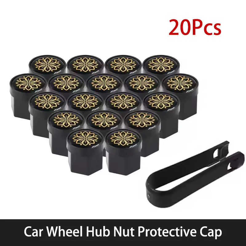 Wheel Lug Nut Covers – 20 Pieces, Assorted Designs