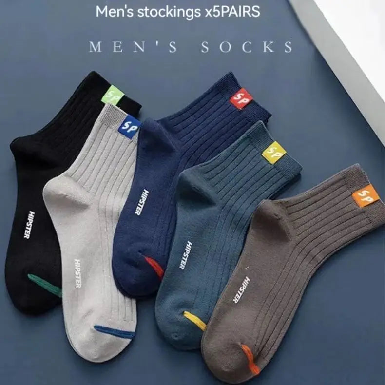 5 Pairs Men's Socks Mid-Calf Socks Warm Socks Long Sweat-Absorbing Breathable Socks Trendy Versatile Fall And Winter Sports Sock Whispering Desires Shoppe