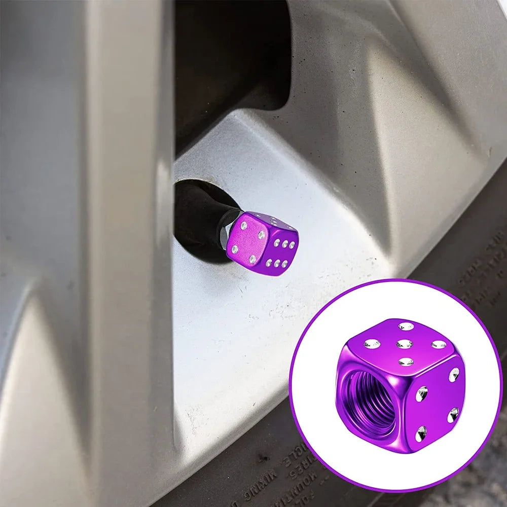 Aluminum Dice Tire Valve Caps – Set of 4