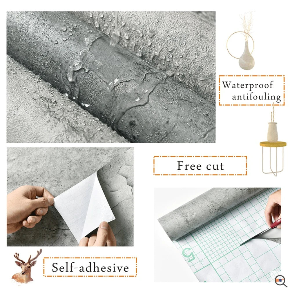 Concrete-Look Self-Adhesive Wallpaper