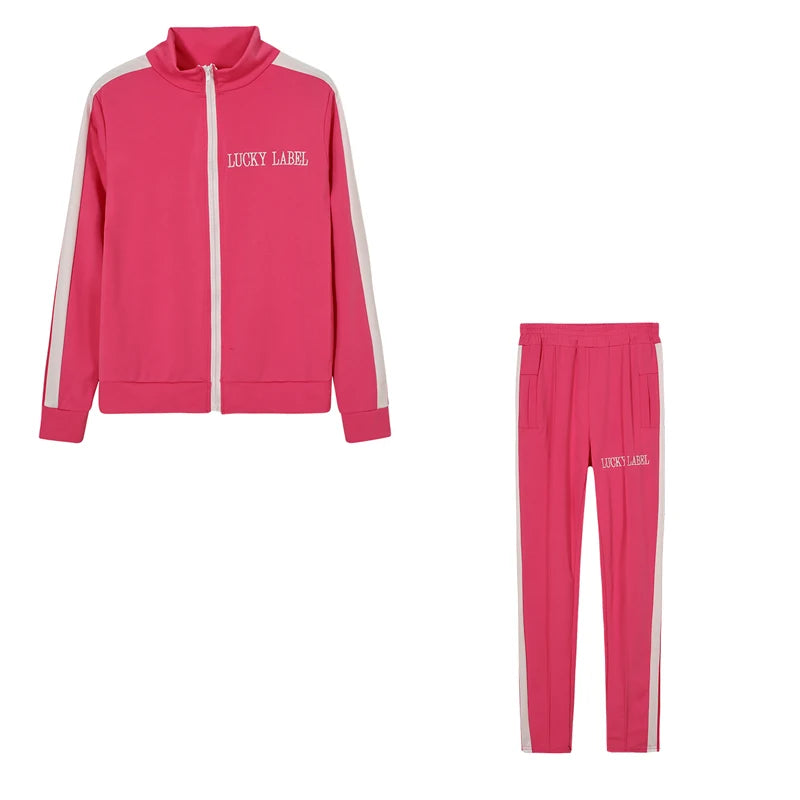 Women's Embroidered Zip-Up Top and Pants Set