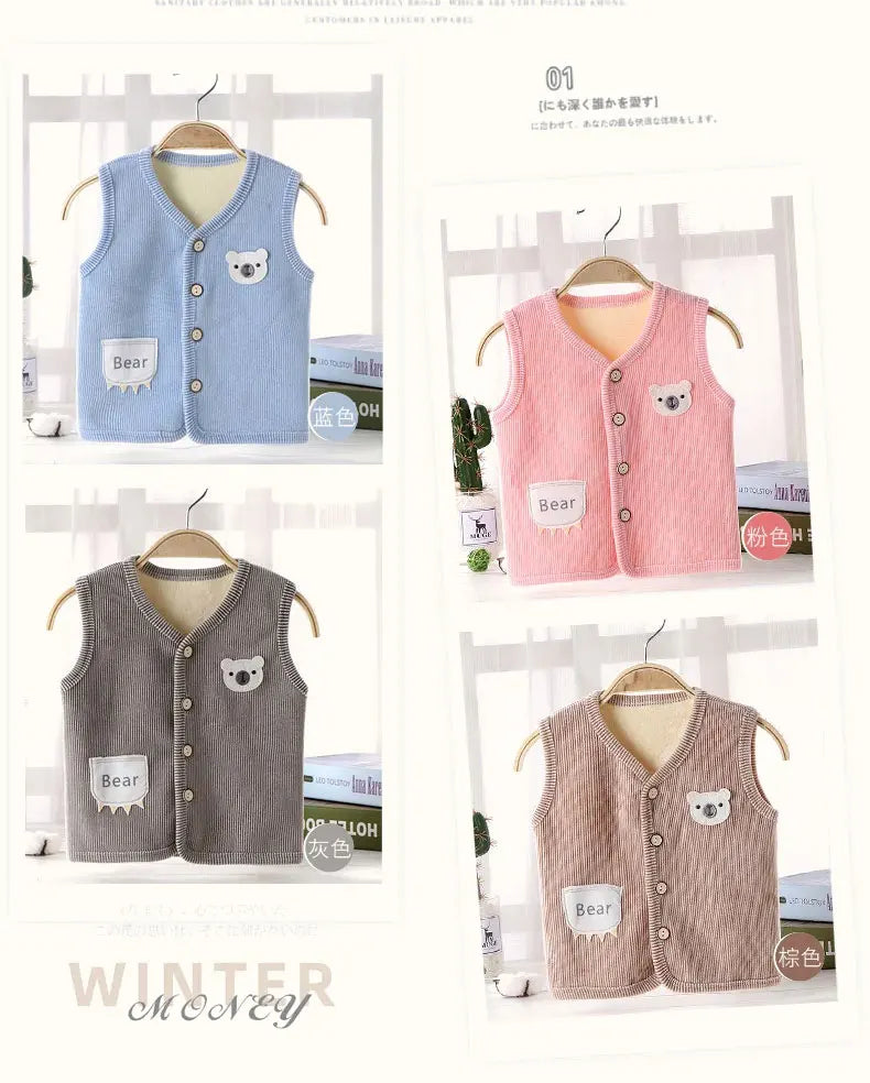 Kids Clothes Waistcoat Children's Vest  Boy Girl Thicken Velvet lining Keep Warm Jackets Vest Children's Clothing  Autumn Winter Whispering Desires Shoppe