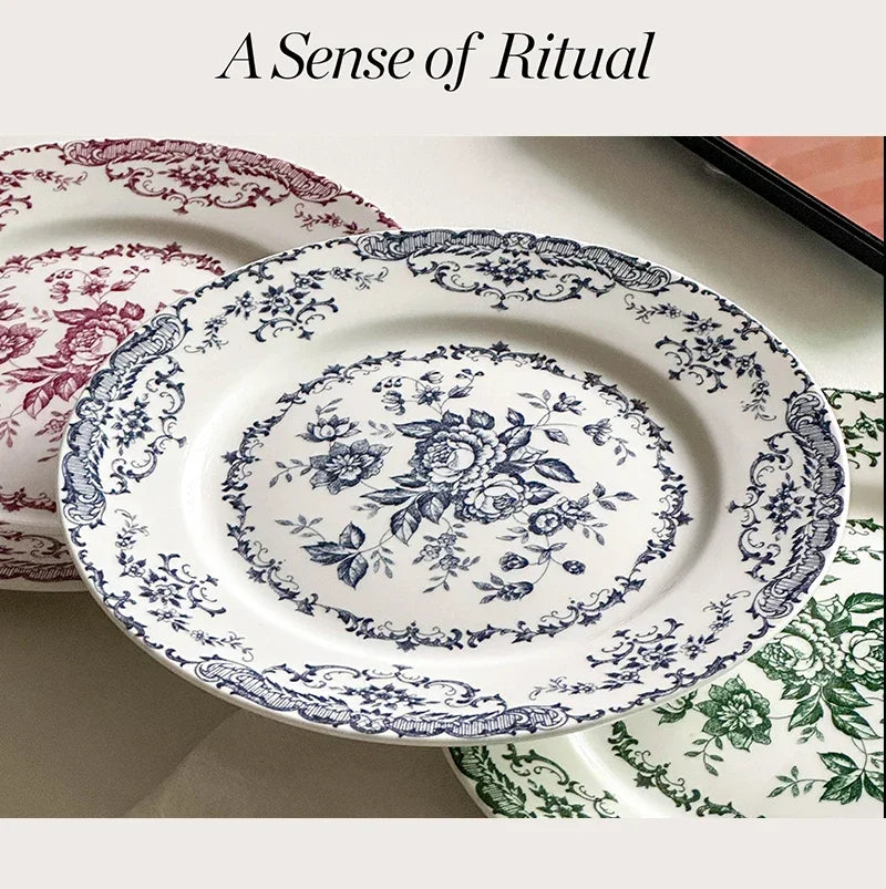 Vintage Rose Ceramic Plates — 20 or 25 cm