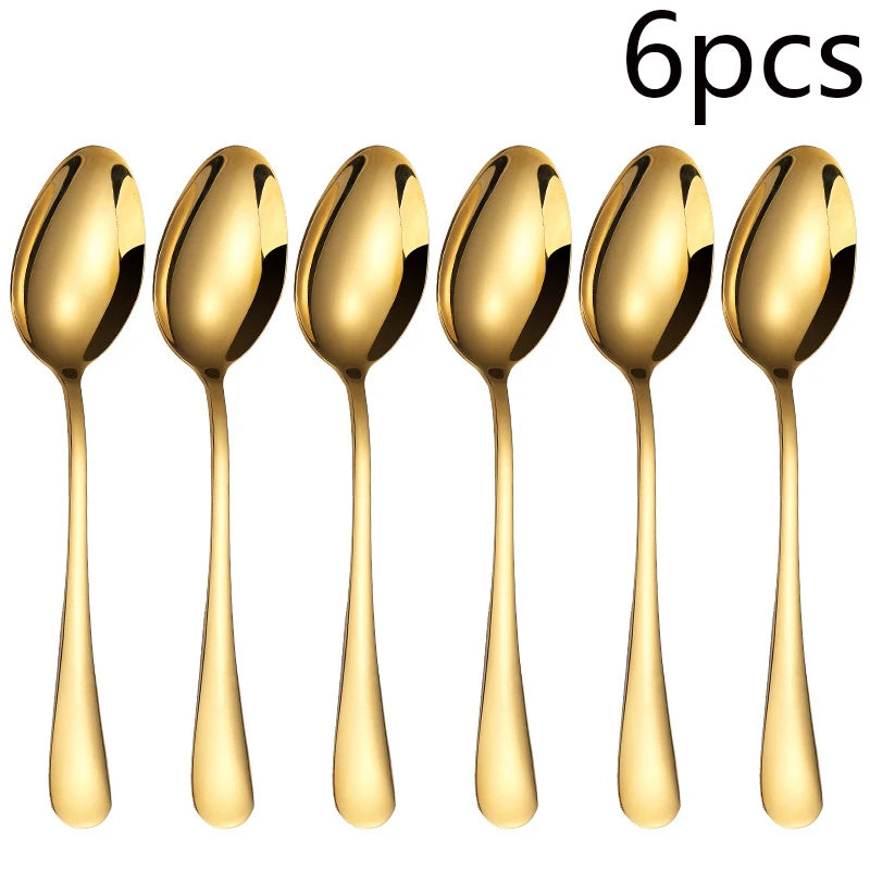 Gold-Finish Stainless Steel Flatware — 6 or 30 Pieces