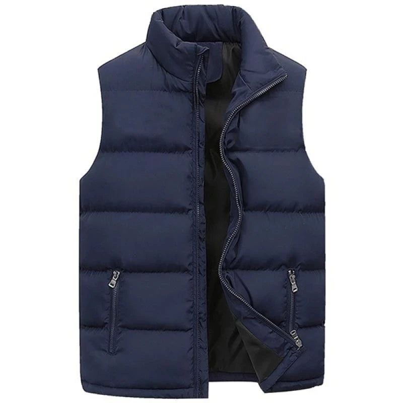 Men's Cotton-Lined Zip-Up Sleeveless Vest