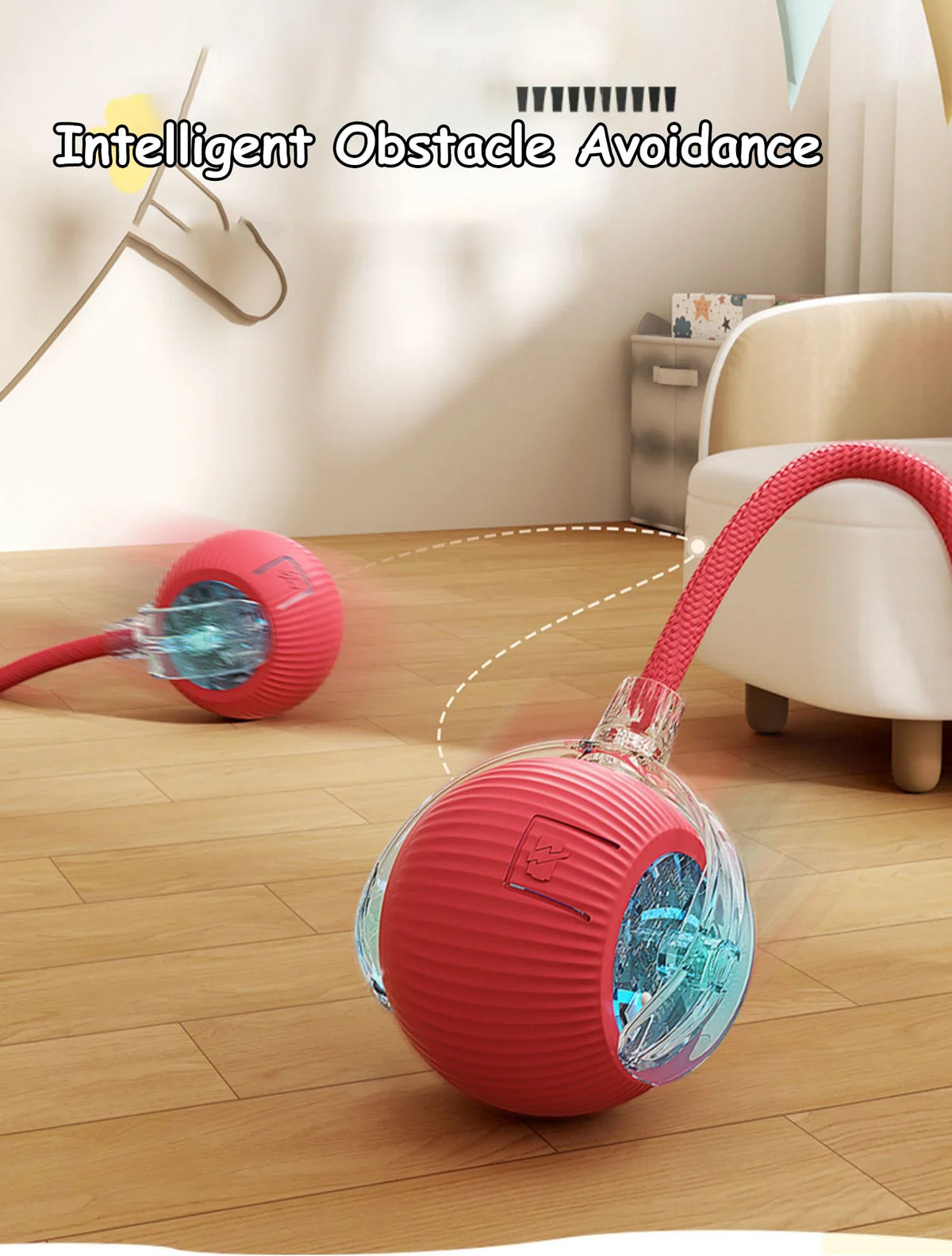 Rechargeable Rolling Cat Ball with Faux Tail