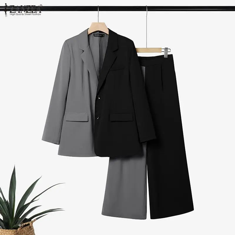 ZANZEA Patchwork Blouse and Pants Set