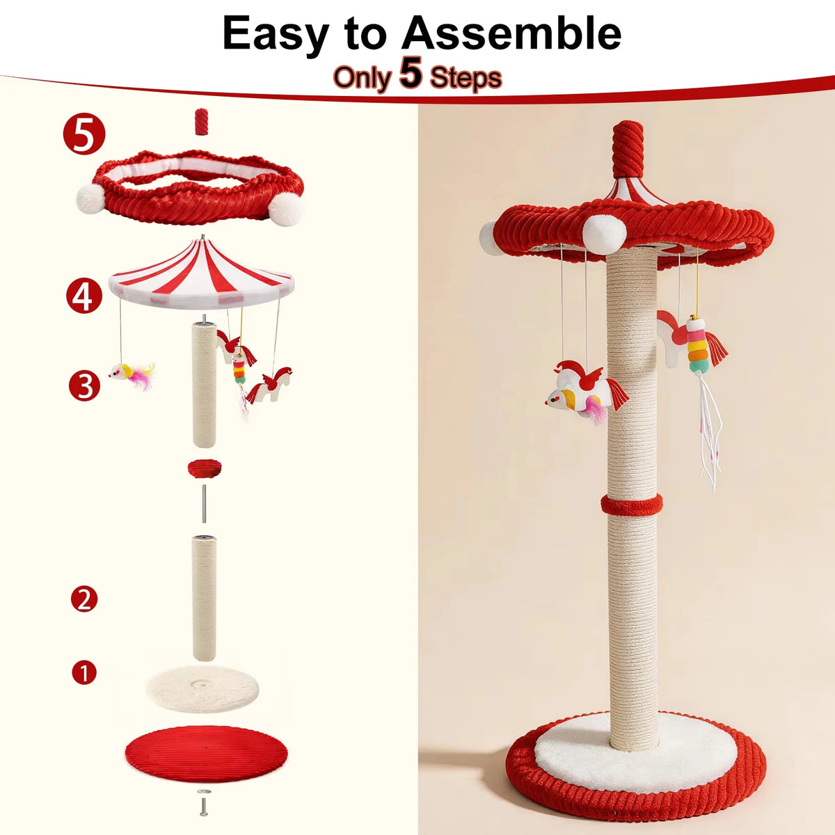 39" Carousel Cat Scratching Post with Rotating Top