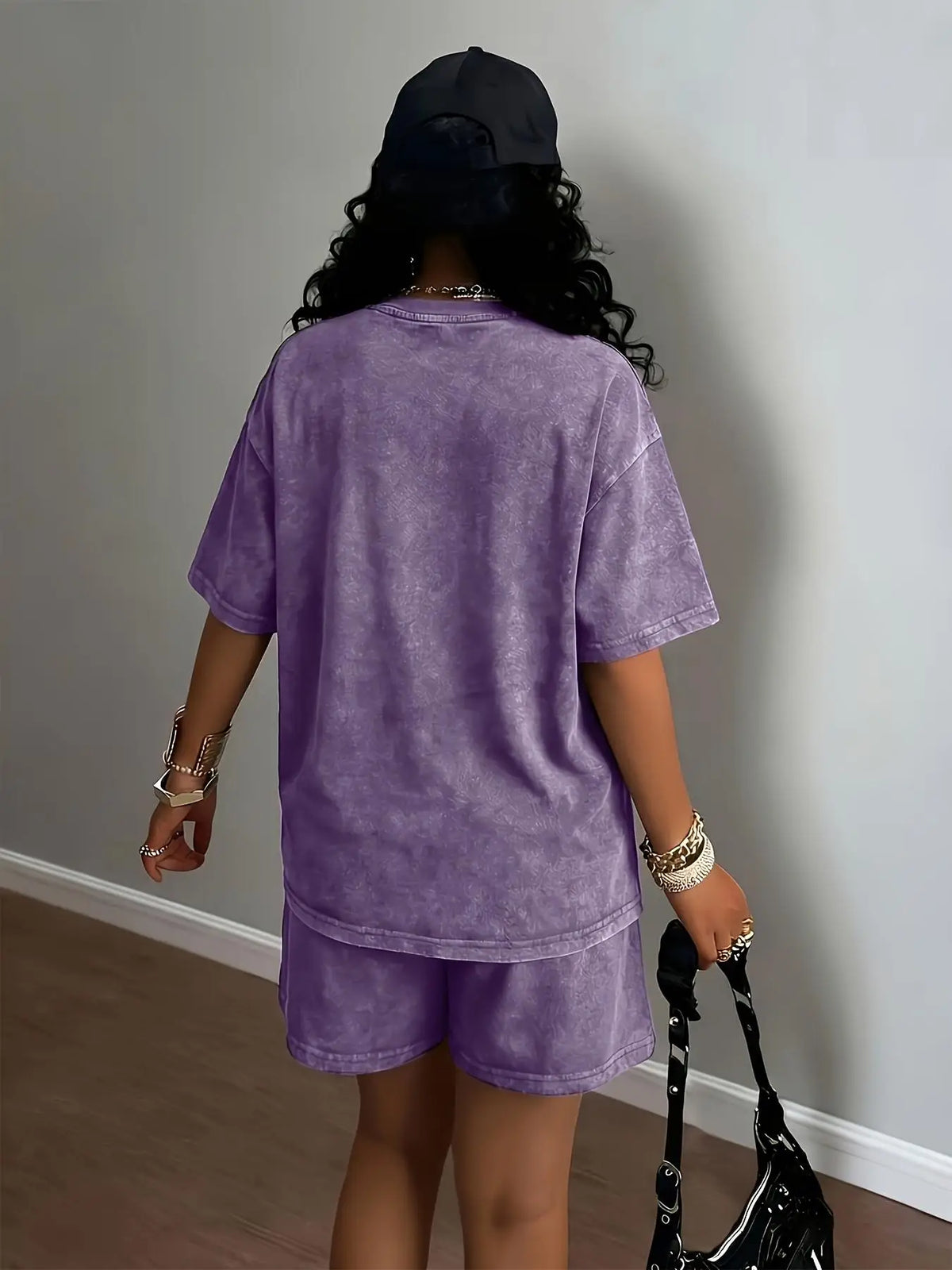 Women's Letter-Print Tee and Shorts Set