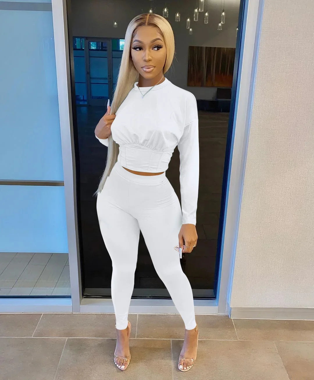 Women's Solid-Color Two-Piece Casual Outfit