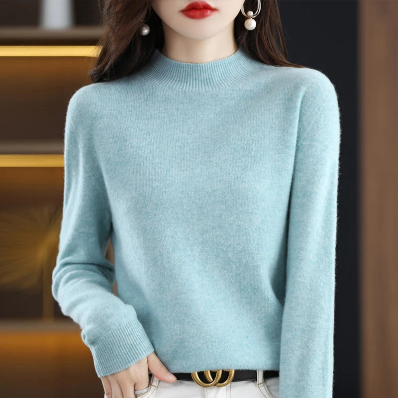 Women's Wool Mock-Neck Knit Sweater
