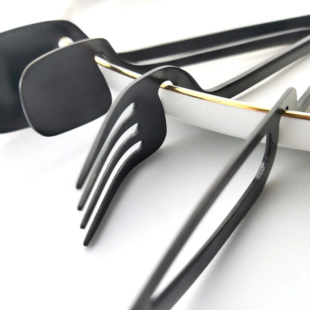 JANKNG Matte Stainless Steel Flatware — 32 Pieces