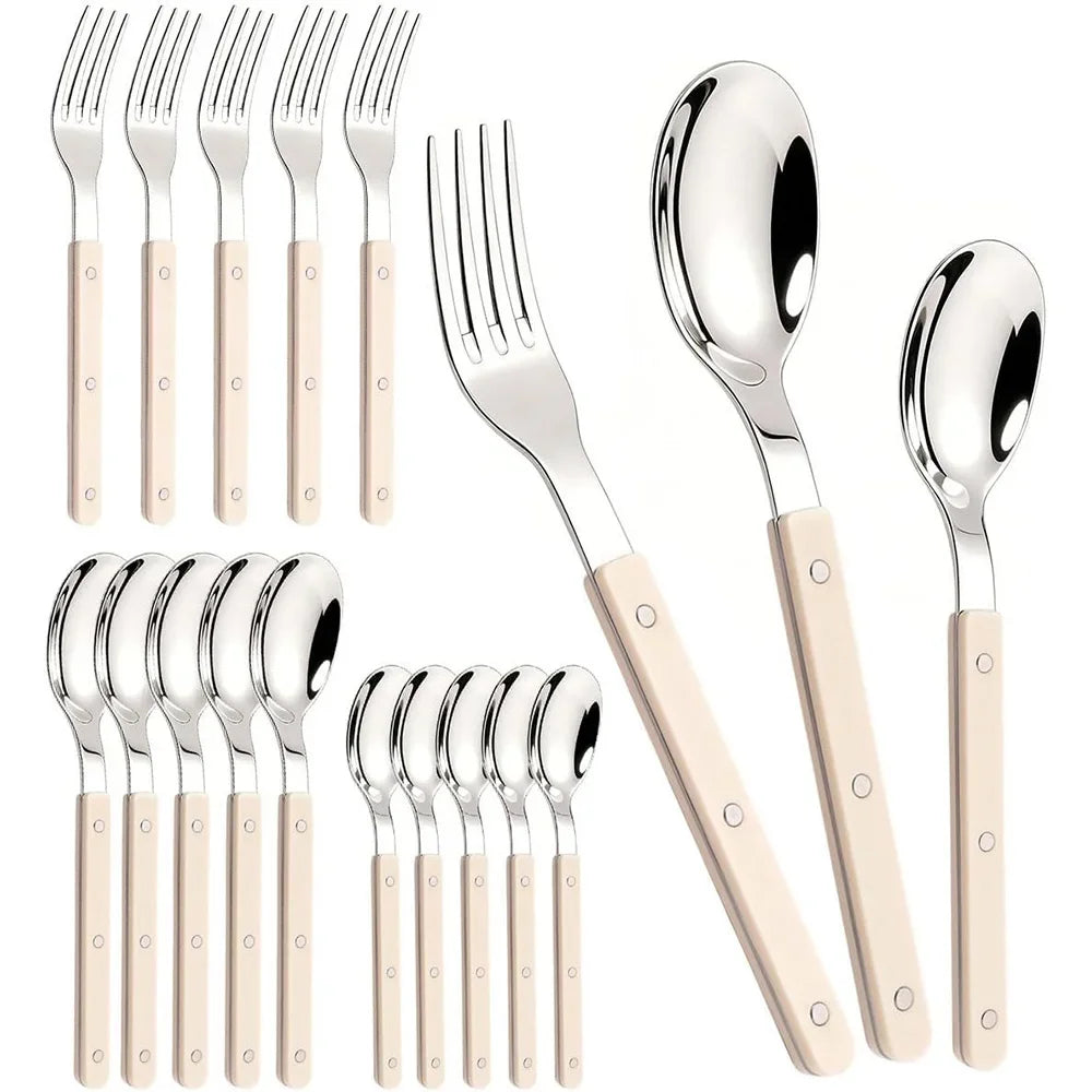 Uniturcky Stainless Steel Flatware with ABS Handles, 18 Pieces