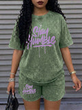 Women's Letter-Print Tee and Shorts Set