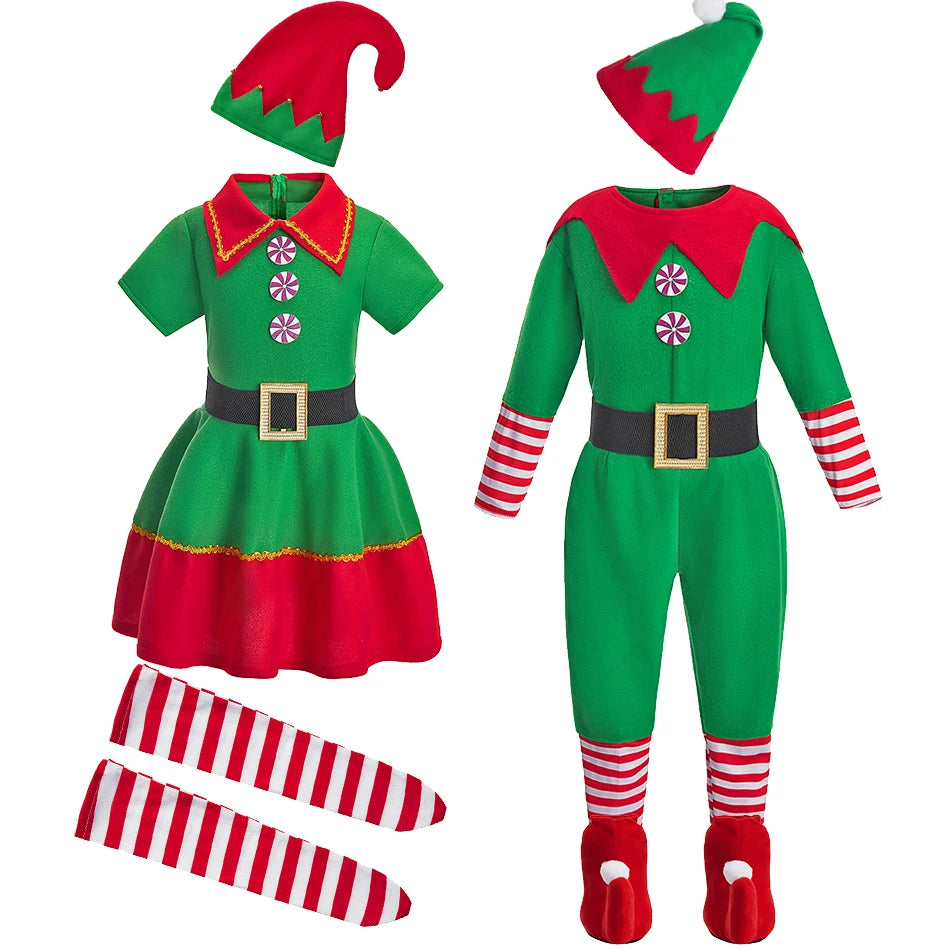 Kids Adult Christmas Clothing Set Kids Tops Pants Hat Belt Children Xmas Clothes Baby Boy Girl Birthday Outfit Elves Costume Whispering Desires Shoppe