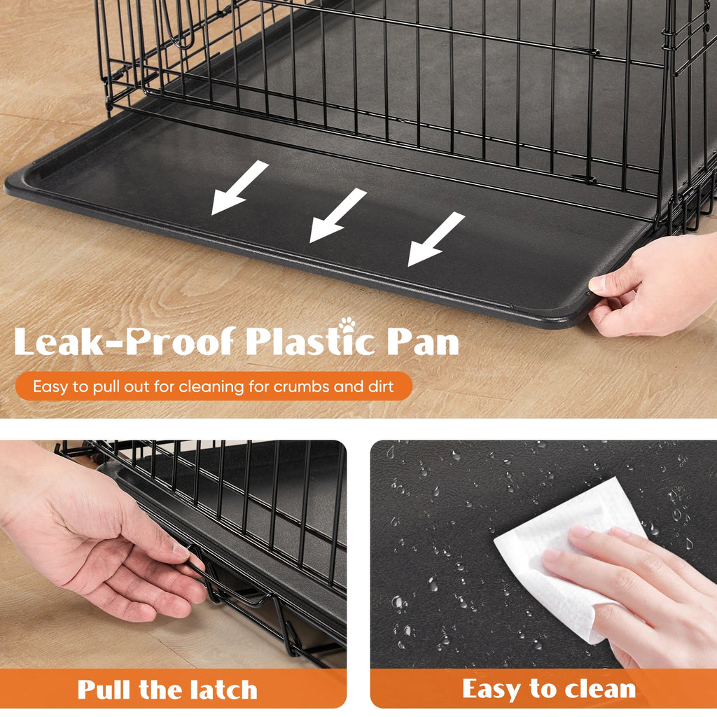 JHK 48" Double-Door Folding Wire Dog Crate
