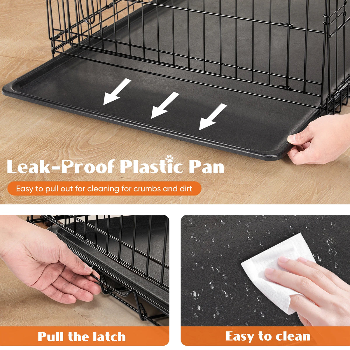 JHK 48" Double-Door Folding Wire Dog Crate