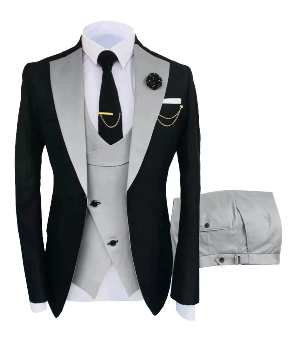 Men's Three-Piece Wedding Suit – Jacket, Vest & Pants
