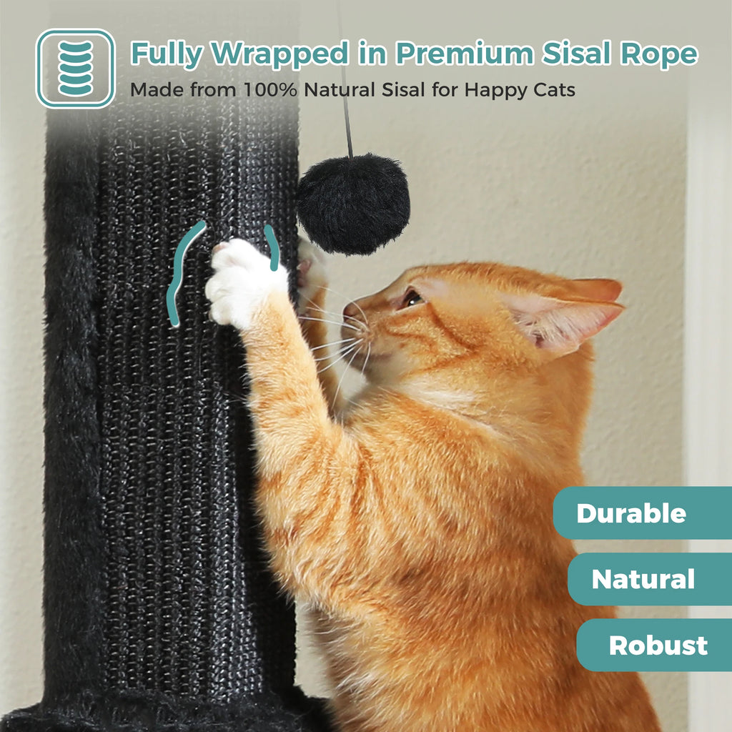 Tall Sisal Cat Scratching Post with Dangling Ball