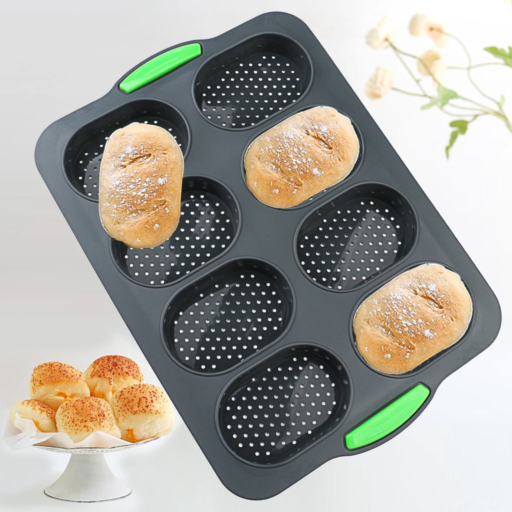 Eight-Cavity Silicone Bread Roll Mold