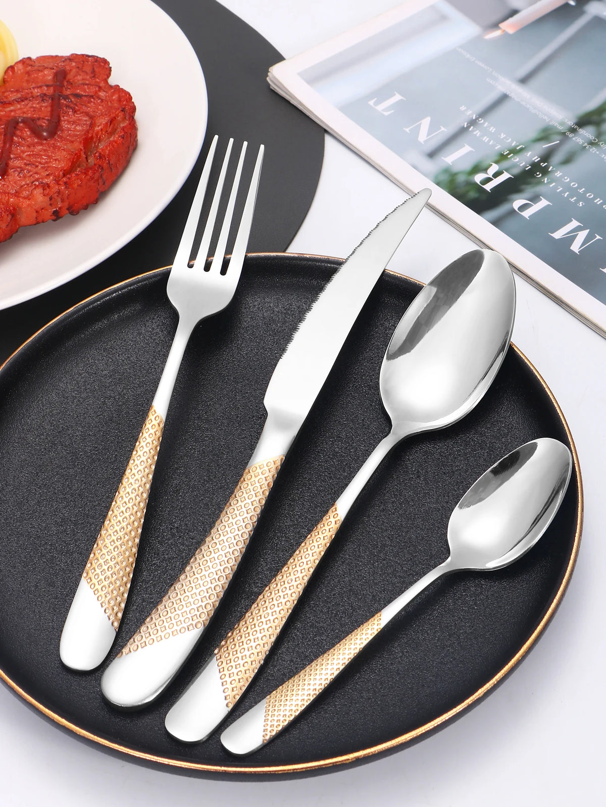 Star Diamond Stainless Steel Flatware — 24 Pieces