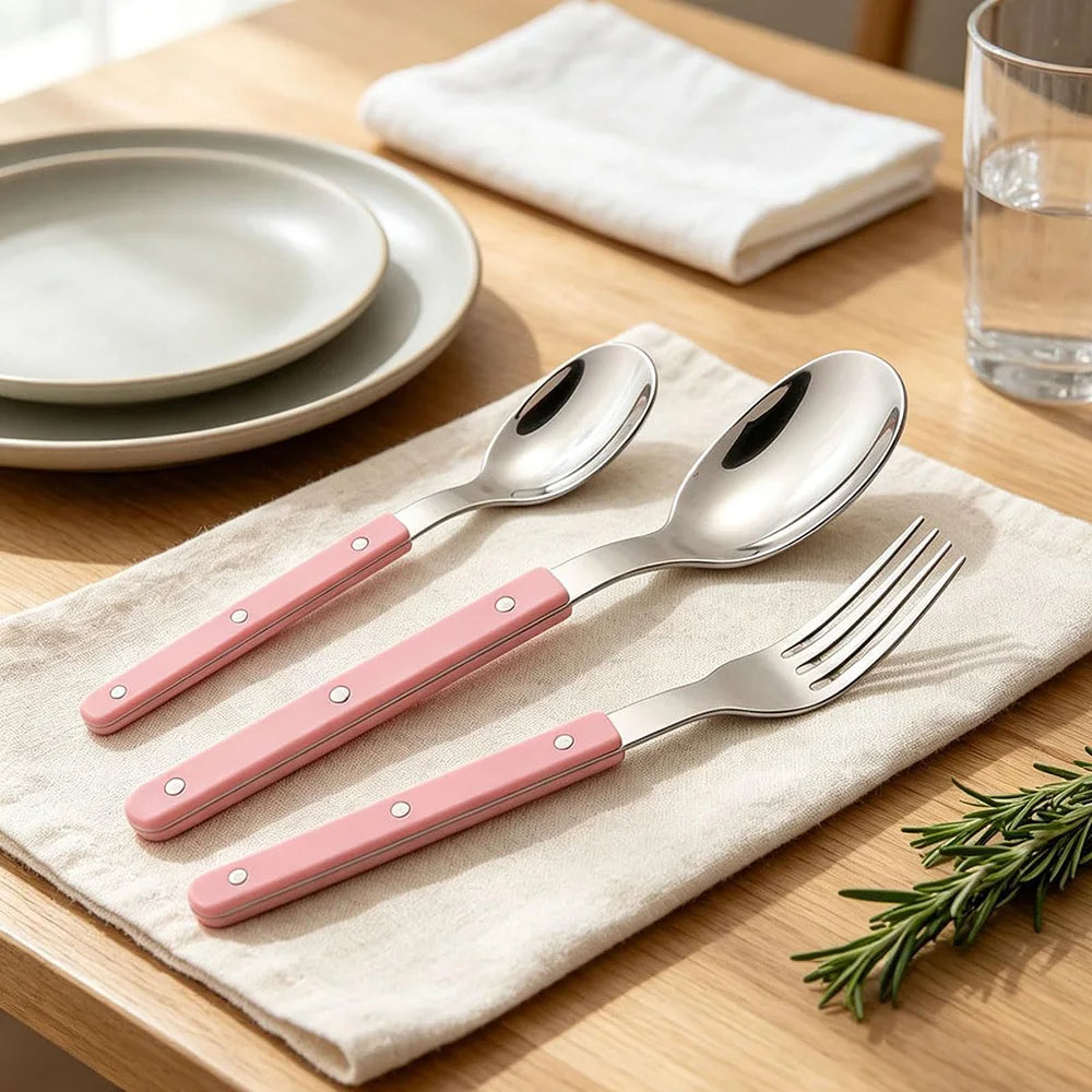 Uniturcky Stainless Steel Flatware with ABS Handles, 18 Pieces