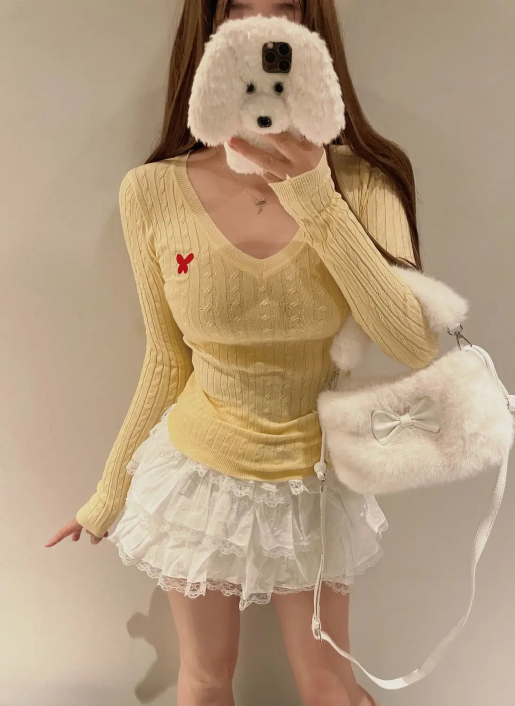 Casual V Neck White Pullovers Women Sweaters Autumn Winter Basic Long Sleeve Y2k Clothes Korean Pink Grey Ladies Tops Jumpers Whispering Desires Shoppe