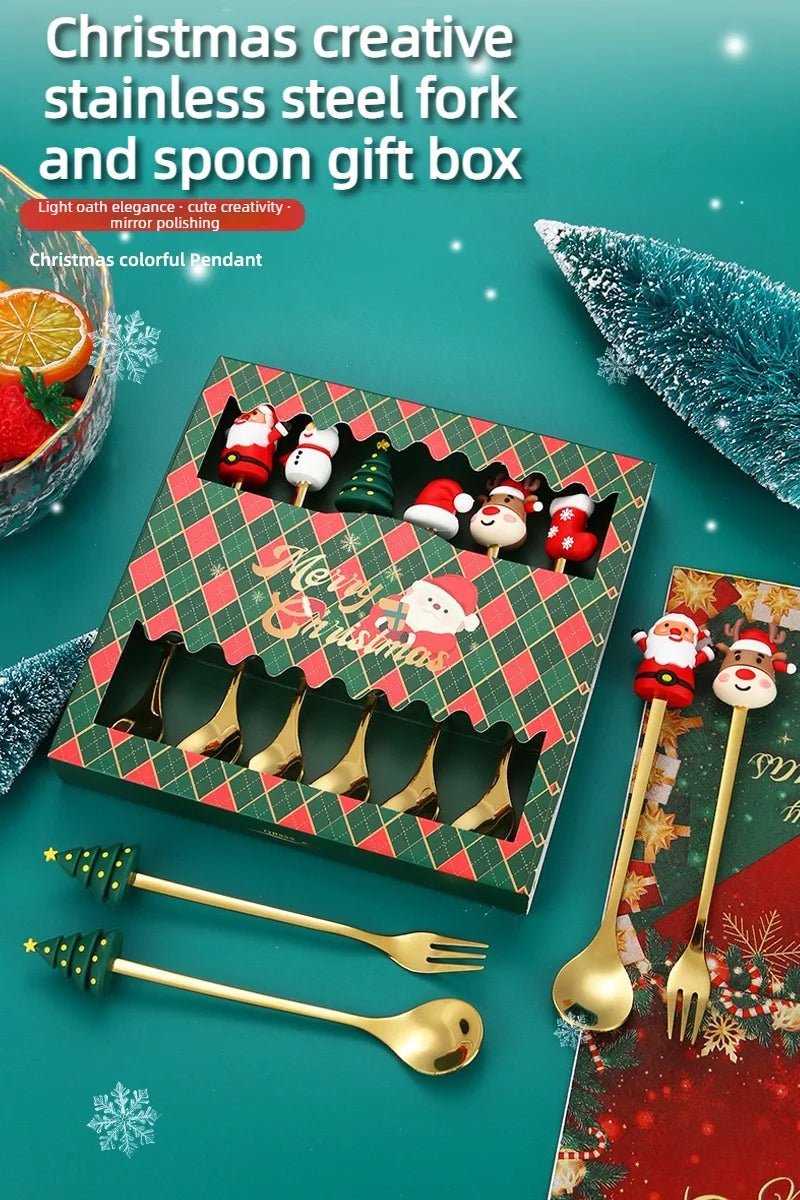 Christmas Dessert Spoon & Fork Gift Sets