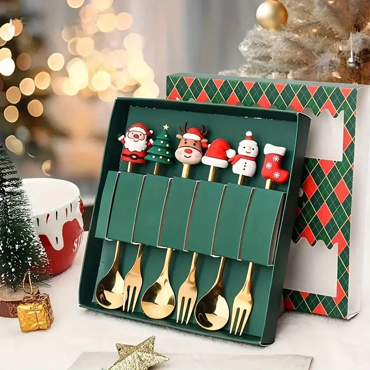 Christmas Dessert Spoon & Fork Gift Sets