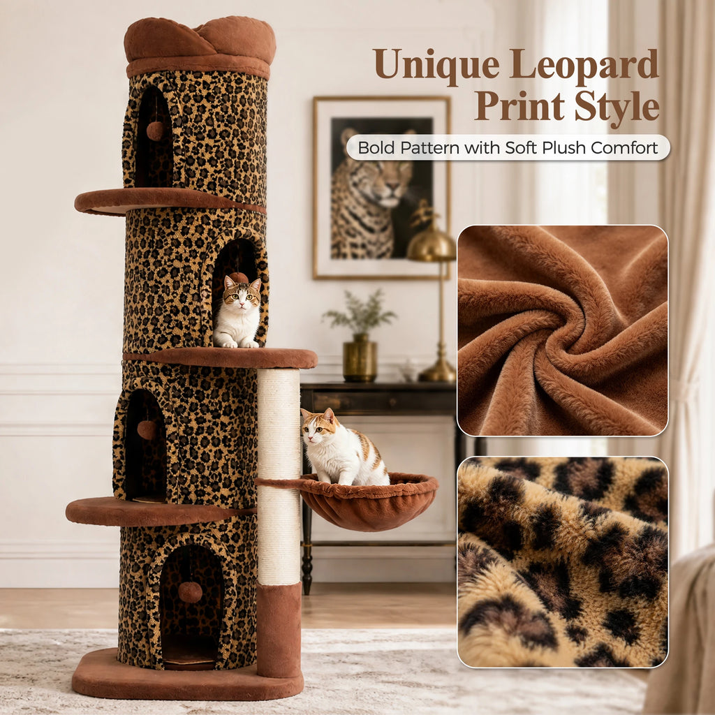 Large Cat Tree with Multiple Condos & Flower Bed