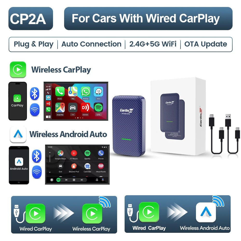 CarlinKit CP2A Wireless CarPlay & Android Auto Adapter